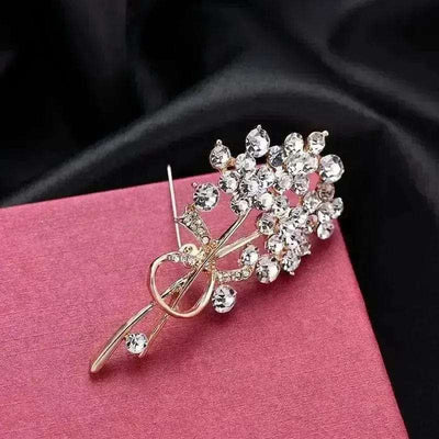 BROOCHITON Brooches As shown Crystal Flower Brooch