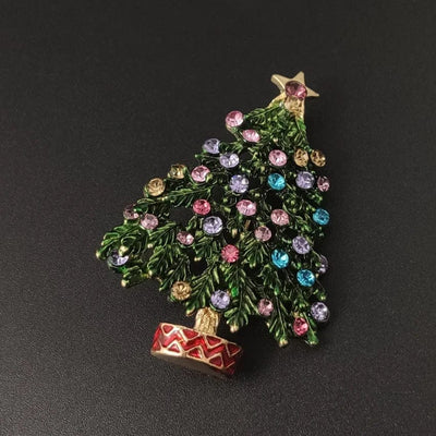 BROOCHITON Brooches 2Christmas tree Christmas Tree Brooch Pins on a black background