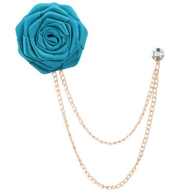 BROOCHITON Brooches Peacock blue Shop Men's Tassel Rose Brooch for Suits