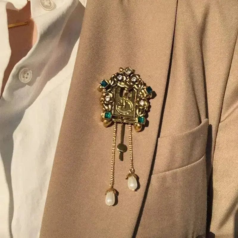 Shop Retro Bird Alarm Clock Brooch Pin - A Vintage-Inspired Accessory for Timeless Style