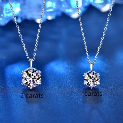 BROOCHITON Necklaces 1 carat and 2 carats Sterling Silver Moissanite Necklace