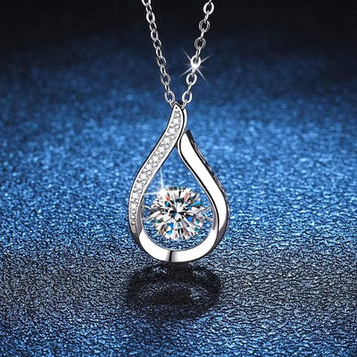 BROOCHITON Necklaces 1carat sterling moissanite droplet pendant necklace