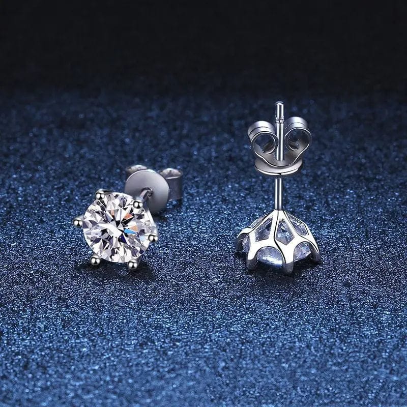 BROOCHITON earrings Sterling Silver Six-claw Ear Studs