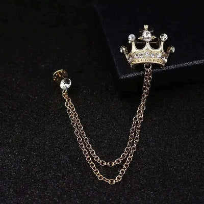 Suit Chain Brooch Diamond Crown Badge Vintage Corsage - Elevate Your Suit Style! 🌟