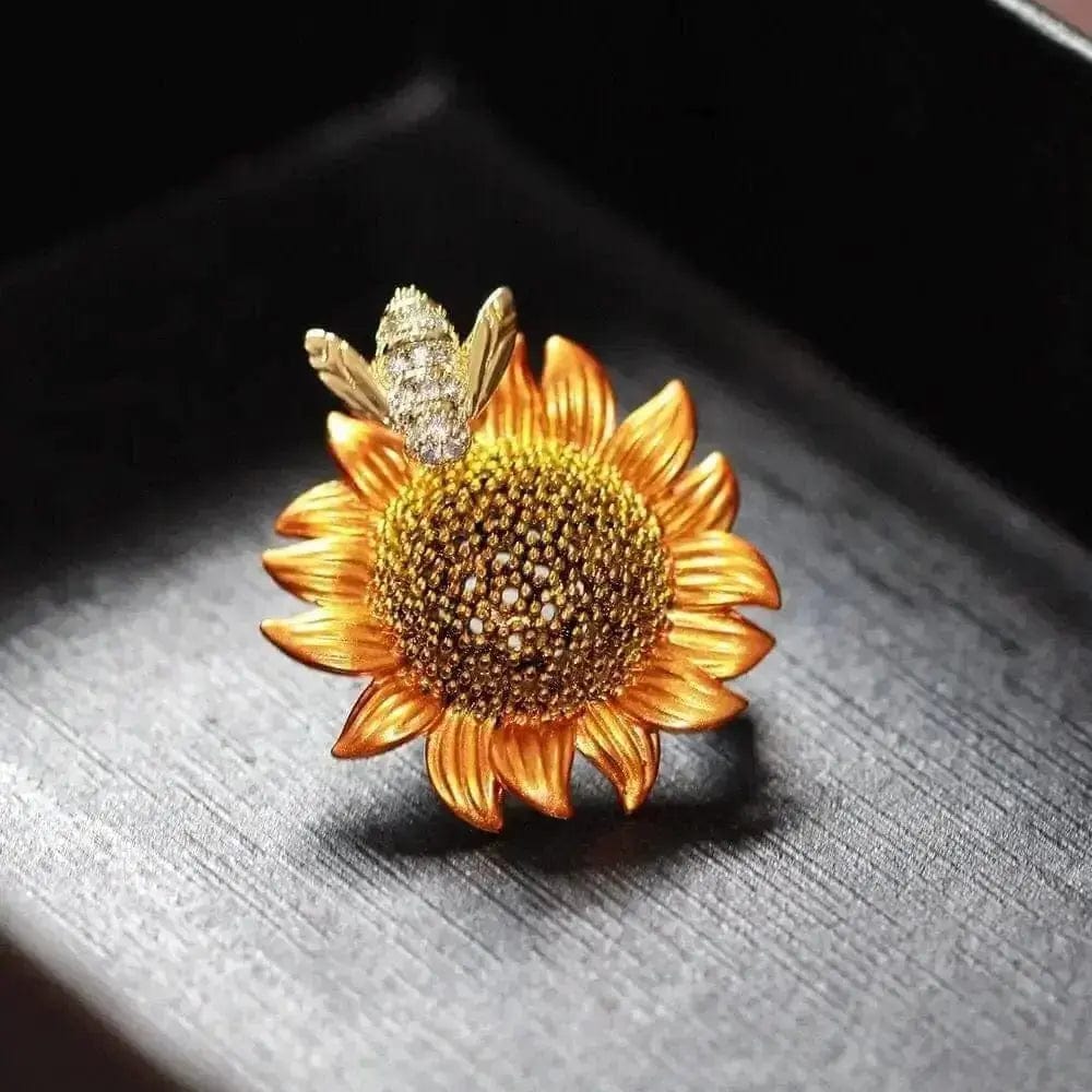 BROOCHITON Brooches Gold Sunflower Beatable Bee Brooch