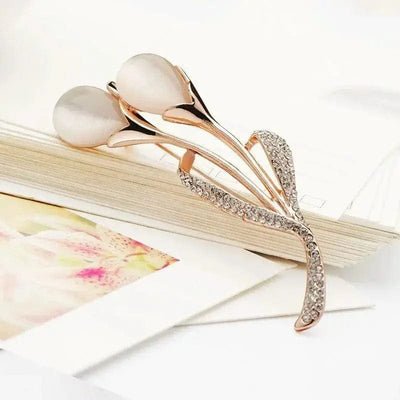 BROOCHITON Brooches J Temperament Crystal All-match Brooch