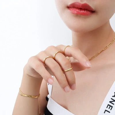 BROOCHITON jewelry Titanium minimal ring for women