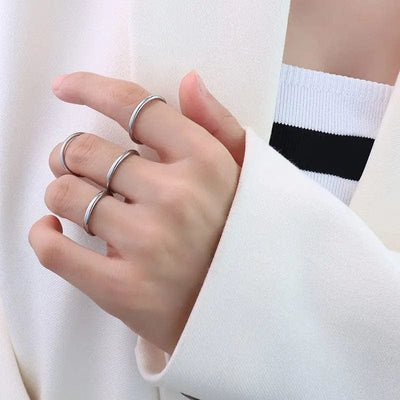 BROOCHITON jewelry Silver / 5size Titanium minimal ring for women