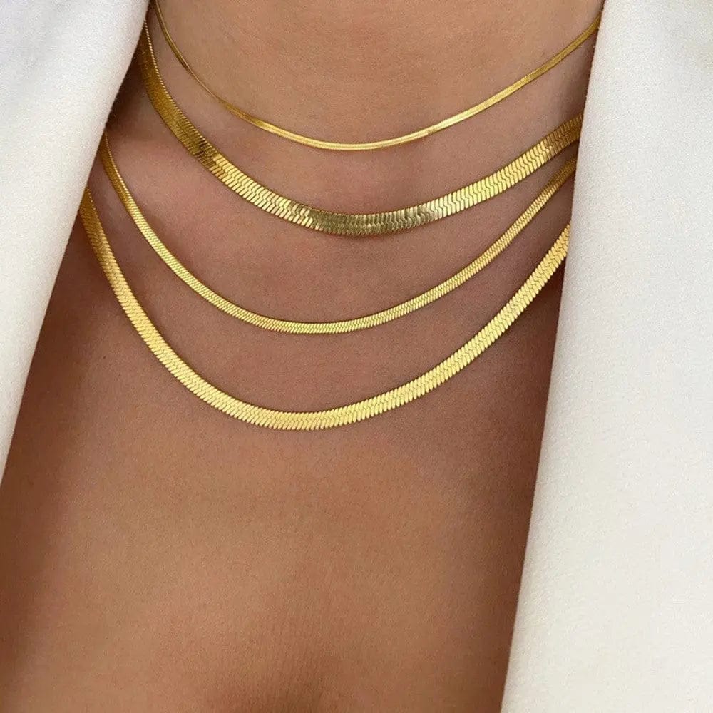 BROOCHITON Necklaces Titanium Steel Flat Snake Bone Chain Necklace