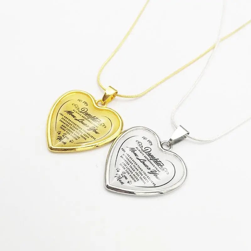 BROOCHITON Necklaces To My Daughter Love Mom Heart Necklace silver and gold  set