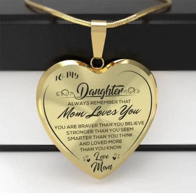 BROOCHITON Necklaces Gold To My Daughter Love Mom Heart Necklace