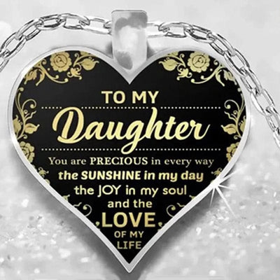 BROOCHITON Necklaces Silver To My Daughter You Are The Sunshine Heart Pendant