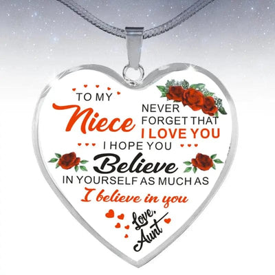 BROOCHITON Necklaces Silver "Flower to My Niece Love Aunt" heart pendant