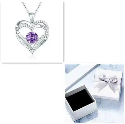 Platinum Box / February Female 925 Silver Twelve Birthstone Pendant Necklace