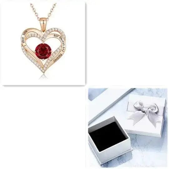BROOCHITON Necklaces Rose Gold Box / July Twelve Birthstone Silver Pendant Necklace