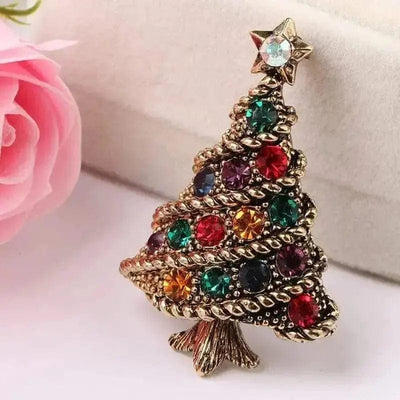 🌟 Vintage Diamond Christmas Tree Pin - Sparkle in Holiday Style 🌟