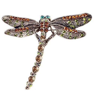 vintage dragonfly brooch on a white background