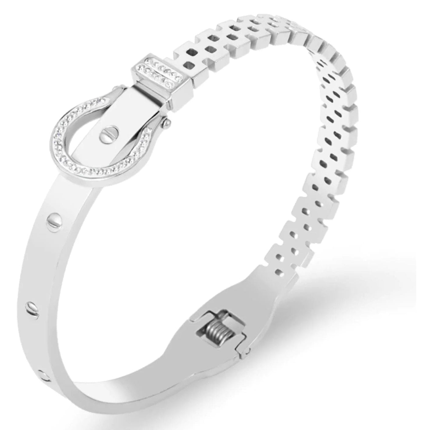 BROOCHITON Bracelets silver steel Women's Creative Diamond Hollow Bracelet: A Touch of Luxury
