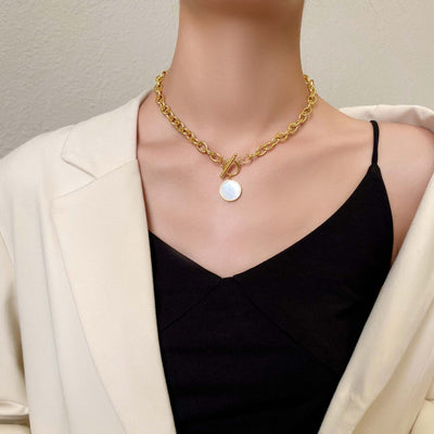 a woman wearing Women's Titanium Steel Necklace