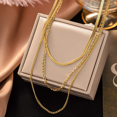 BROOCHITON Necklaces Gold Women's Fashion Simple Niche Does Not Fade Snake Bones Chain