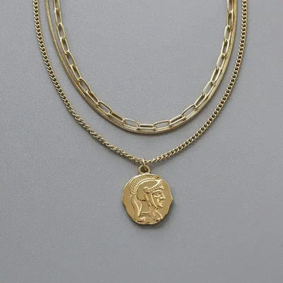 Gold Women's Irregular 3-Layered Necklaces
