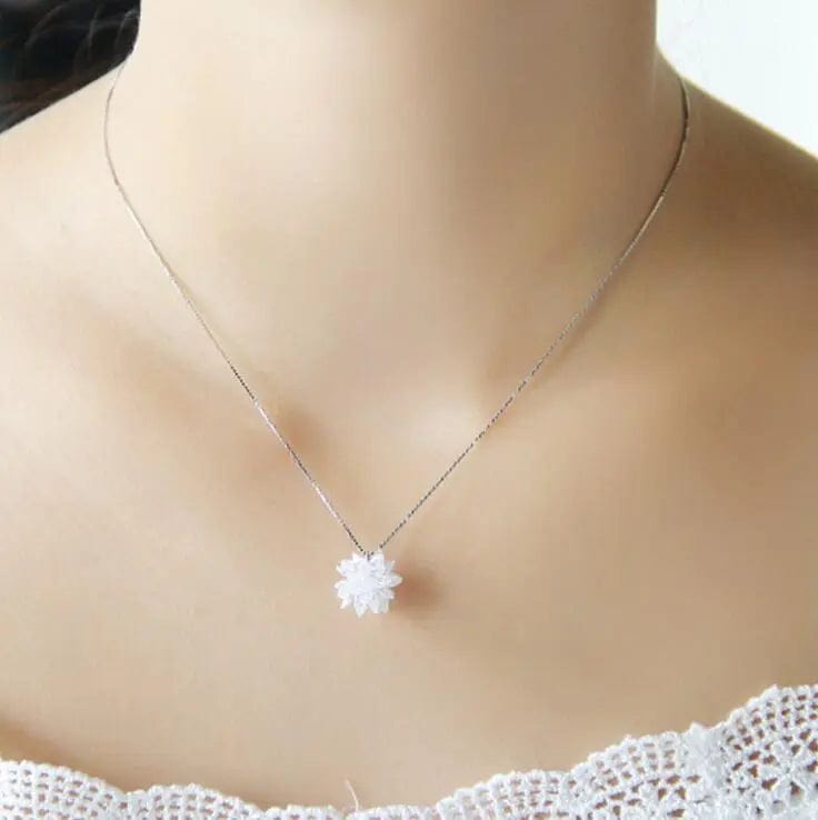 Korean crystal necklace women on a woman neck