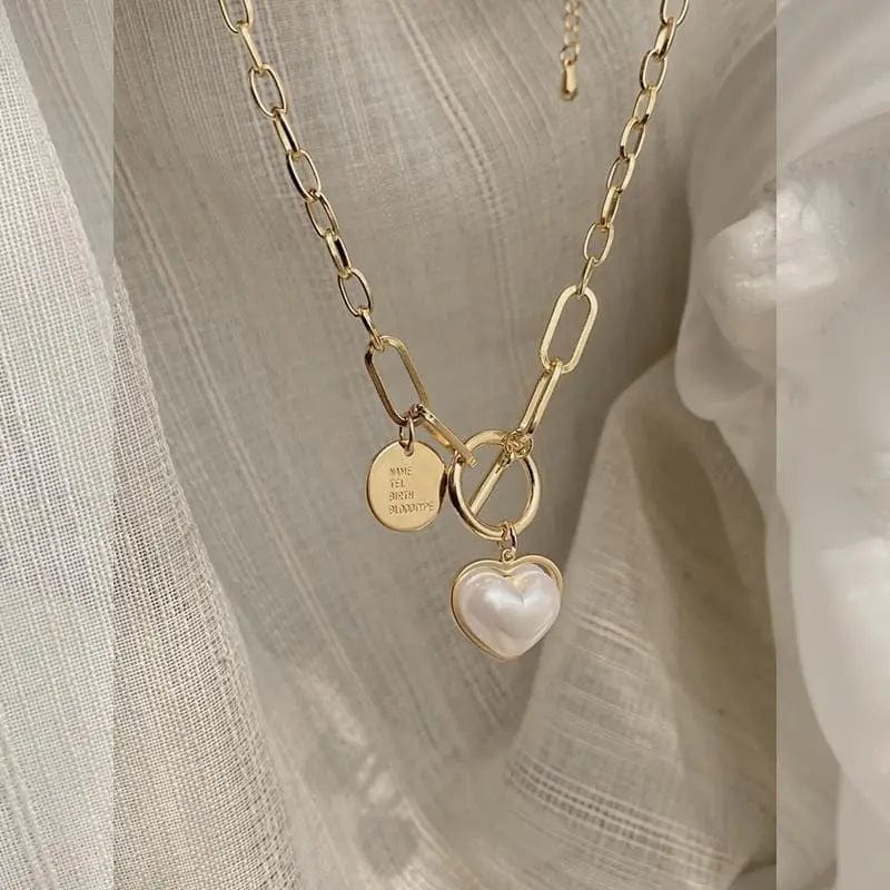 🌟 Women's Hip Hop Pearl Heart Necklace: Blend of Elegance &amp; Edge 🌟