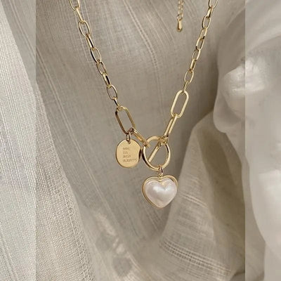 🌟 Women's Hip Hop Pearl Heart Necklace: Blend of Elegance &amp; Edge 🌟