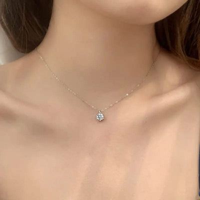 BROOCHITON Necklaces a woman wearing Sterling Silver Moissanite Necklace