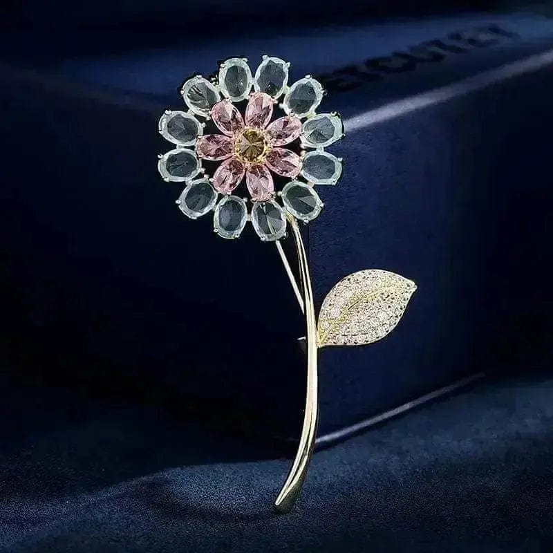 🌻 Zircon Inlaid Sun Flower Brooch - Nature's Elegance 🌻