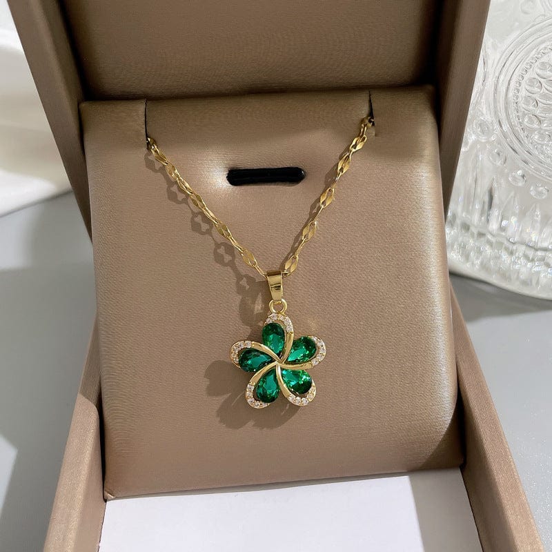 Antique Floral Titanium Steel Necklace in a box BROOCHITON