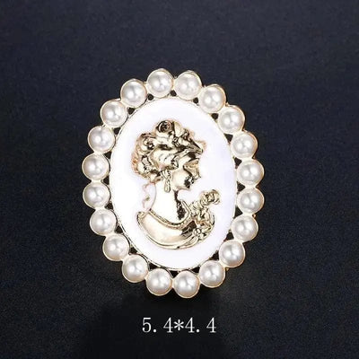 BROOCHITON Brooches White / L Beauty Head Brooch