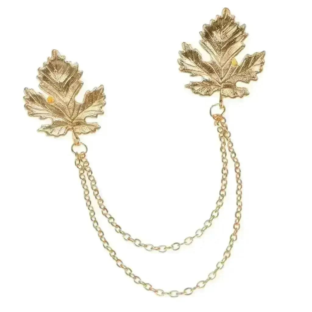 BROOCHITON Brooches Gold Chain Fringe Maple Leaf Brooch