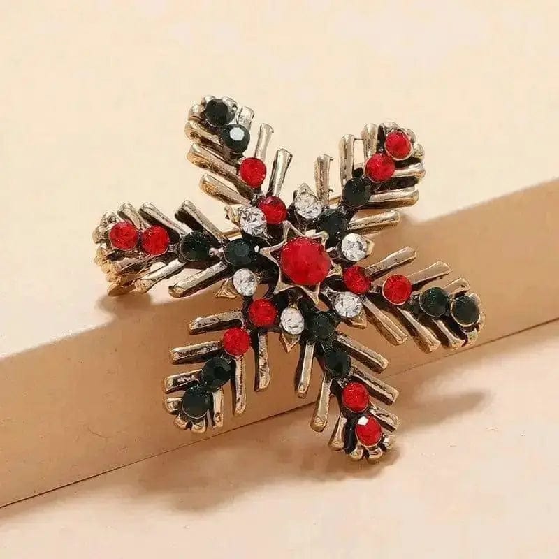 BROOCHITON Brooches Gold Christmas Snowflake Brooch standing view