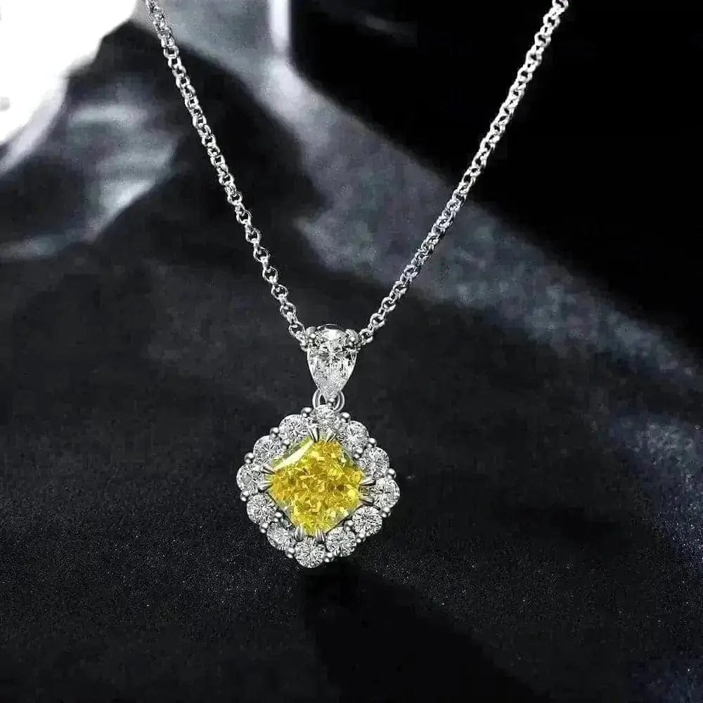 BROOCHITON Necklaces Yellow Ice Flower Cut Pendant