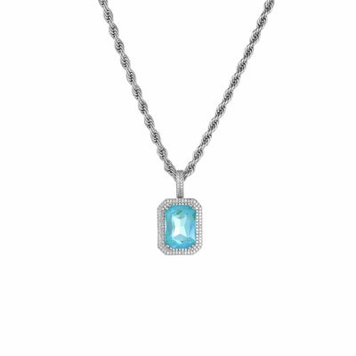 BROOCHITON Necklaces Blue / 60cm Colorful Diamond Rectangle Necklaces