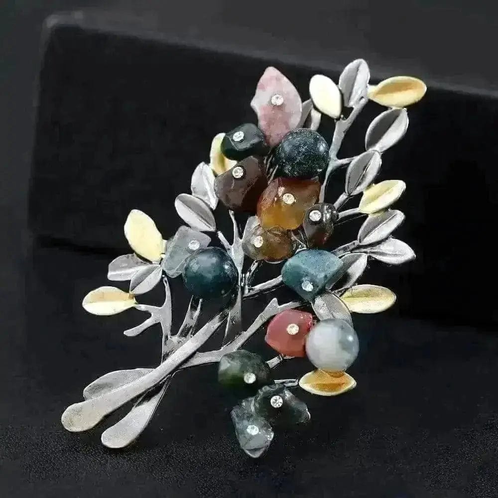 colored stone christmas tree brooch