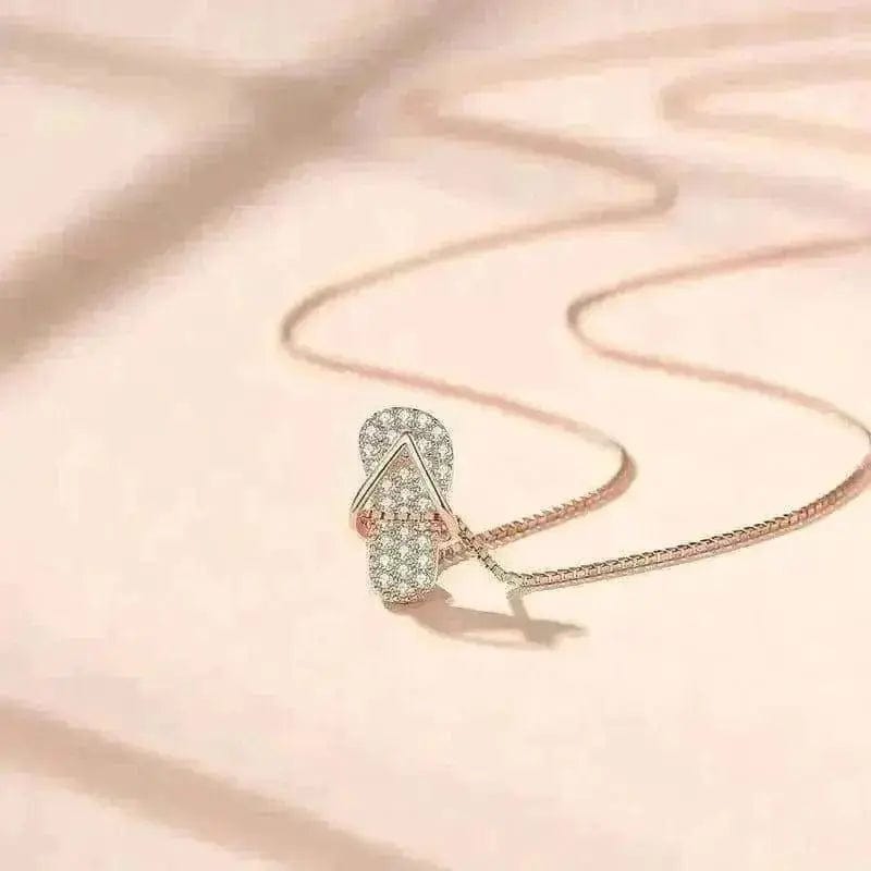 BROOCHITON Necklaces Diamond Creative Slippers Silver Necklace For Women