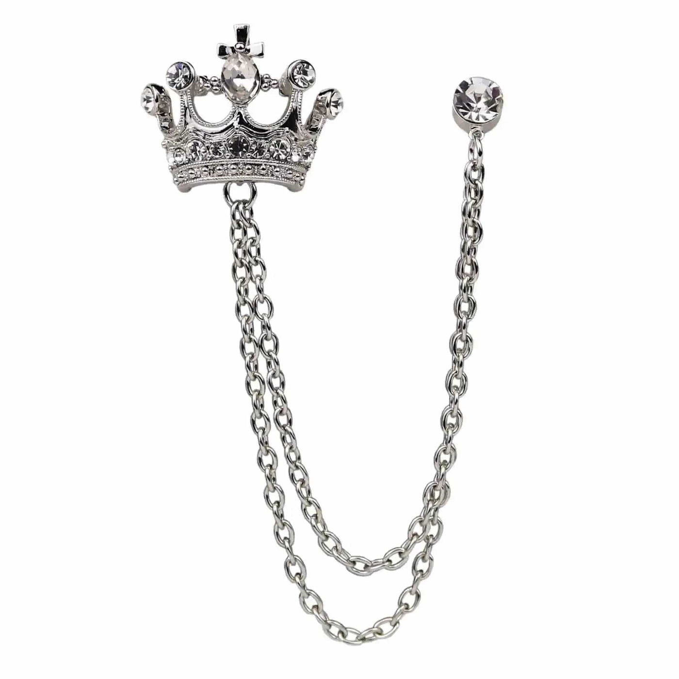 BROOCHITON Brooches Crown Suit Chain Brooch