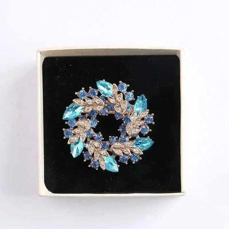 BROOCHITON Brooches Blue Crystal Colorful Bauhinia Brooch