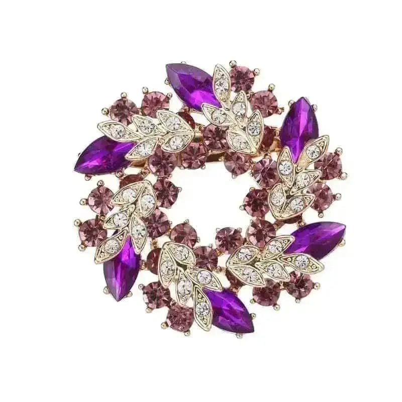 BROOCHITON Brooches Purple Crystal Colorful Bauhinia Brooch