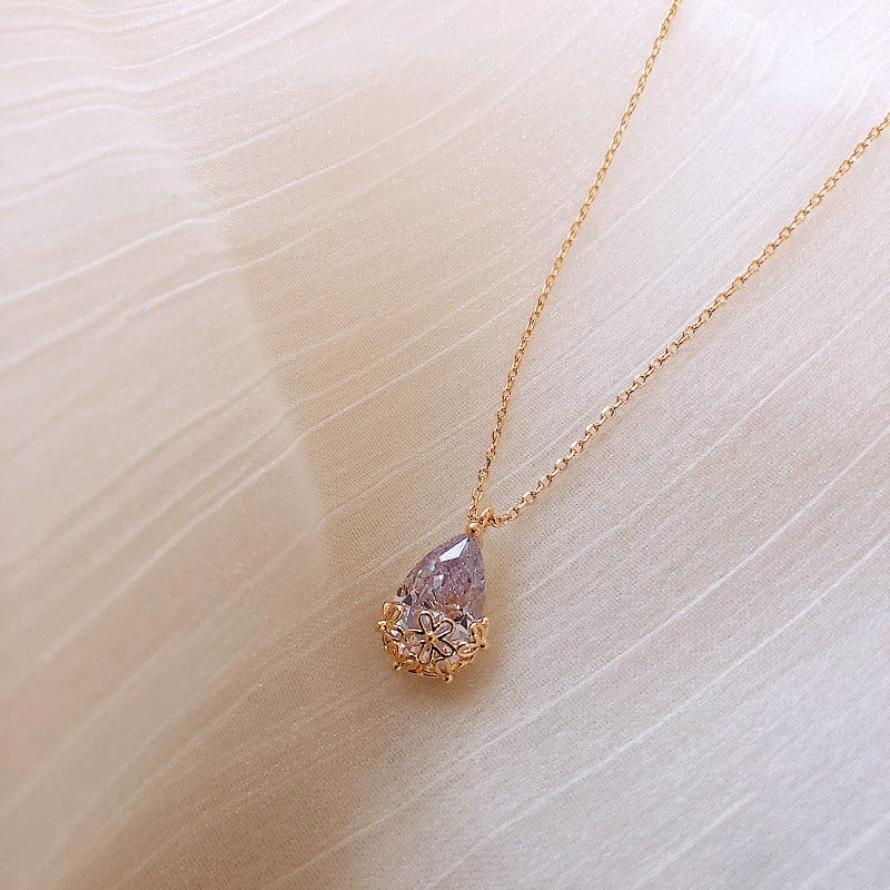BROOCHITON Necklaces Main picture Crystal Water Drop Pendant Necklace Women