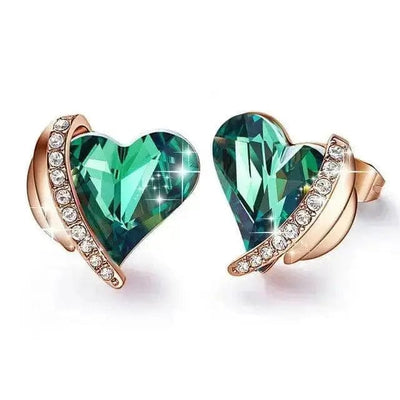 golden green Earring Studs for angel heart necklace for women