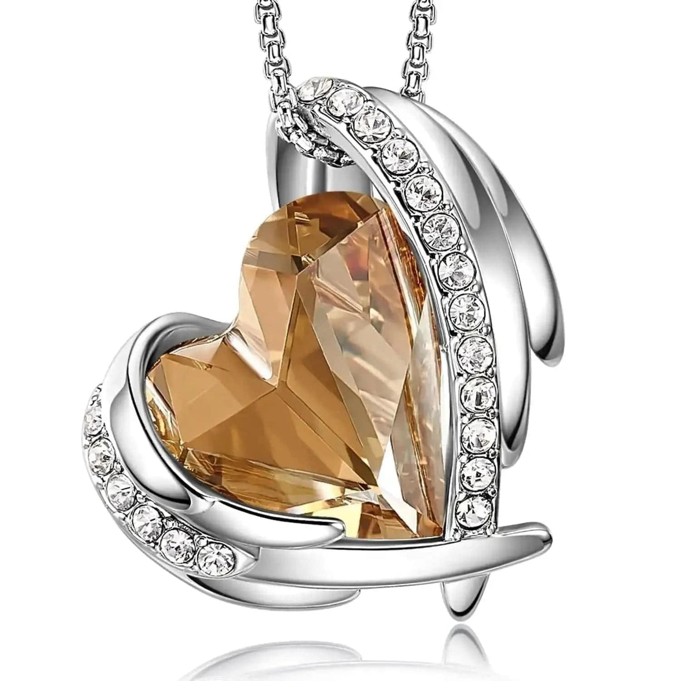 Platinum gold angel heart necklace for women