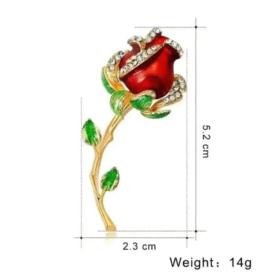 BROOCHITON Brooches Red Delicate Rose Flower Brooch