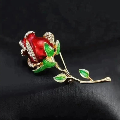 BROOCHITON Brooches Red Delicate Rose Flower Brooch