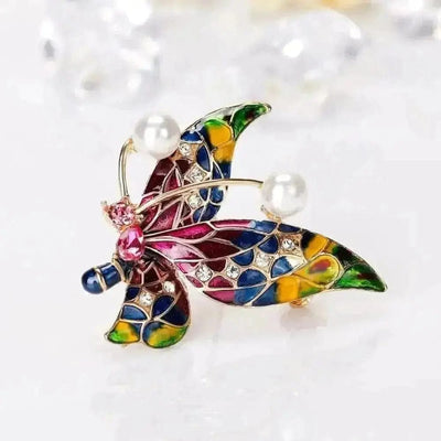 BROOCHITON Brooches Butterfly Diamond Painted Butterfly Brooch