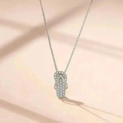 BROOCHITON Necklaces White Diamond Flip Flop Necklace