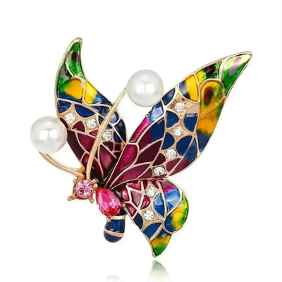 BROOCHITON Brooches Butterfly Diamond Painted Butterfly Brooch