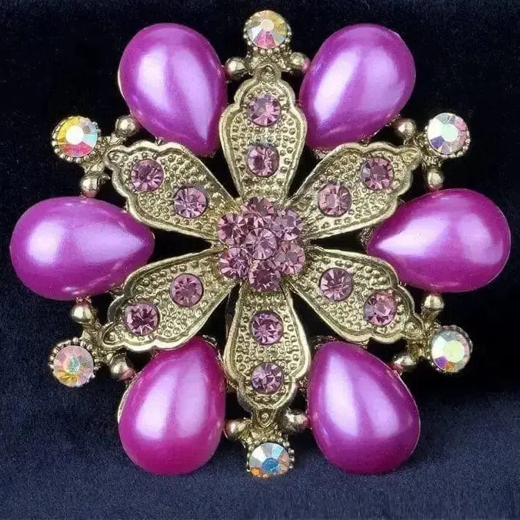 BROOCHITON Brooches Purple Diamond-Studded Geometric Brooch